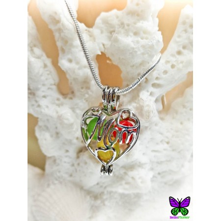 Mom Heart Cage - Includes Rainbow Beads